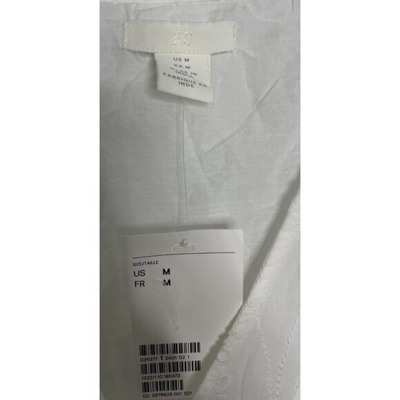 H&M White Eyelet Embroidered Midi Lined Puff Sleeve  Dress NWT Medium - Picture 3 of 5